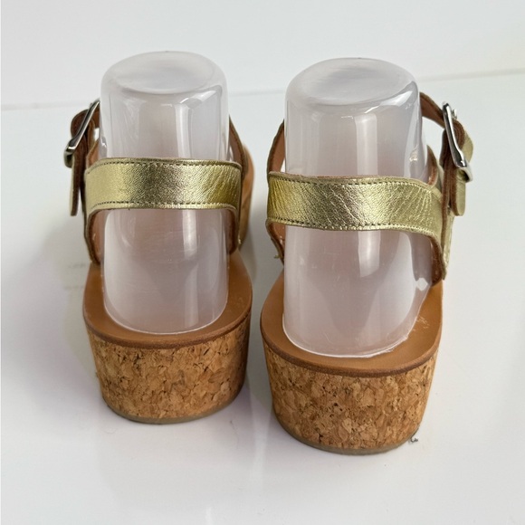K.JACQUES  Gold sling back side buckle platform sandals size 7 - Picture 4 of 7